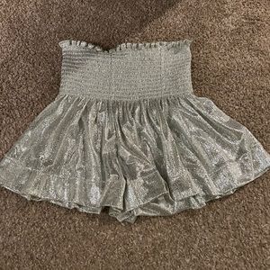 Queen of Sparkles white pleat swing shorts